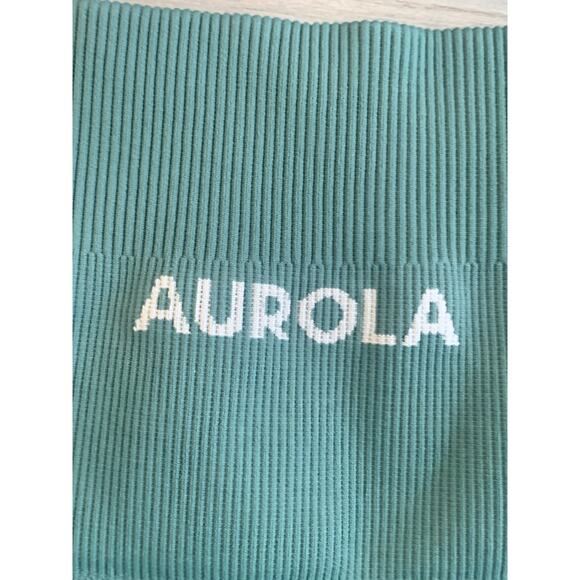 Aurora Women's Comfortable Moisture-Wicking Ribbed Leggings Green Size Small - Picture 3 of 4